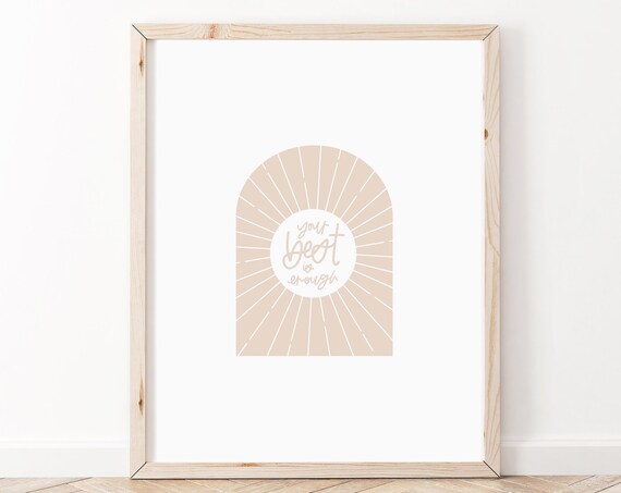 Mental Health Poster Your Best Is Enough You Are Positive Affirmations Motivational Wall Art Quote