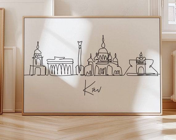 Kiev Skyline Horizontal City Skyline Art Instant Kiev Decor Travel Wall Art Wall Art