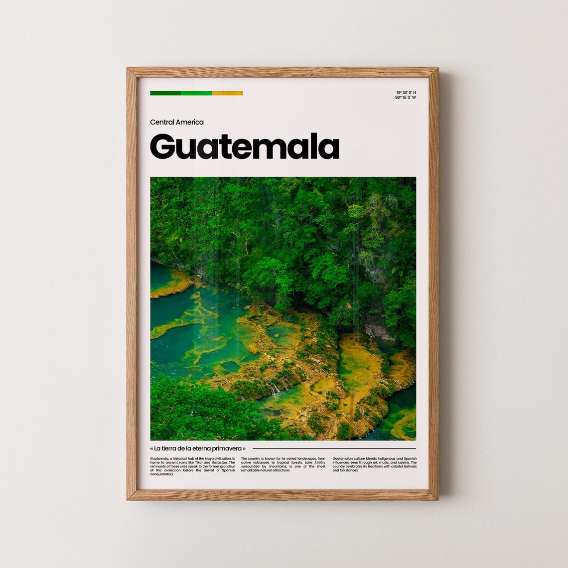 Guatemala Central America Jungle Waterfall Emerald Pools Nature Poster
