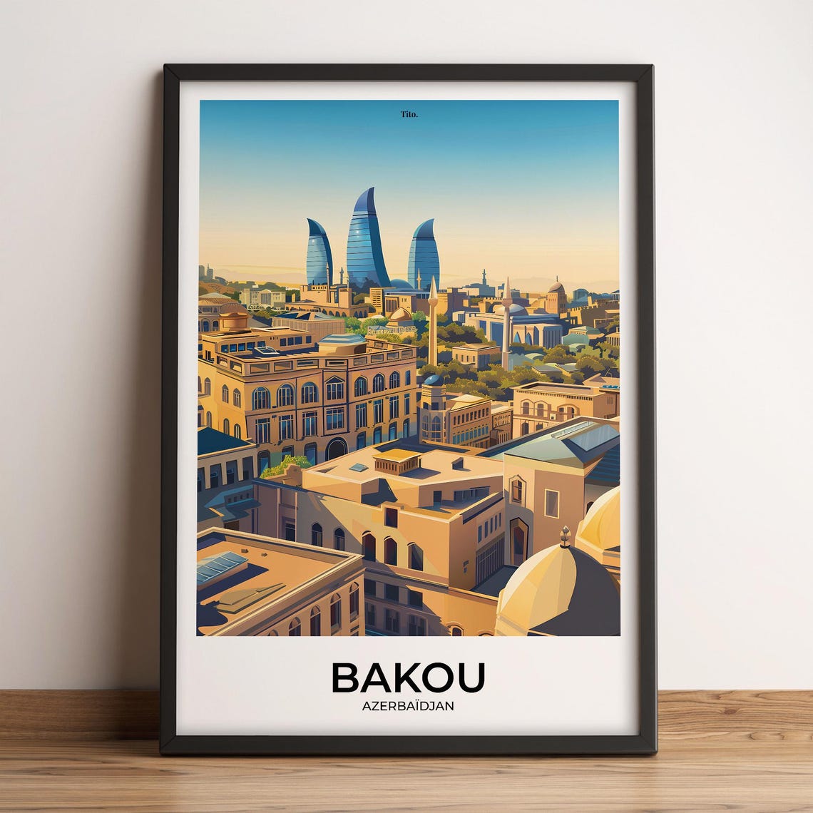 Baku Poster Baku Travel Poster Baku Art Print Baku Poster Baku Azerbaijan Customizable Gift