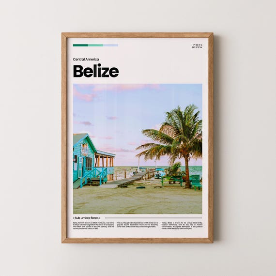 Belize Poster Belize Print Belize Photo Belize Art Central America Poster Central America Print Travel Poster Gift
