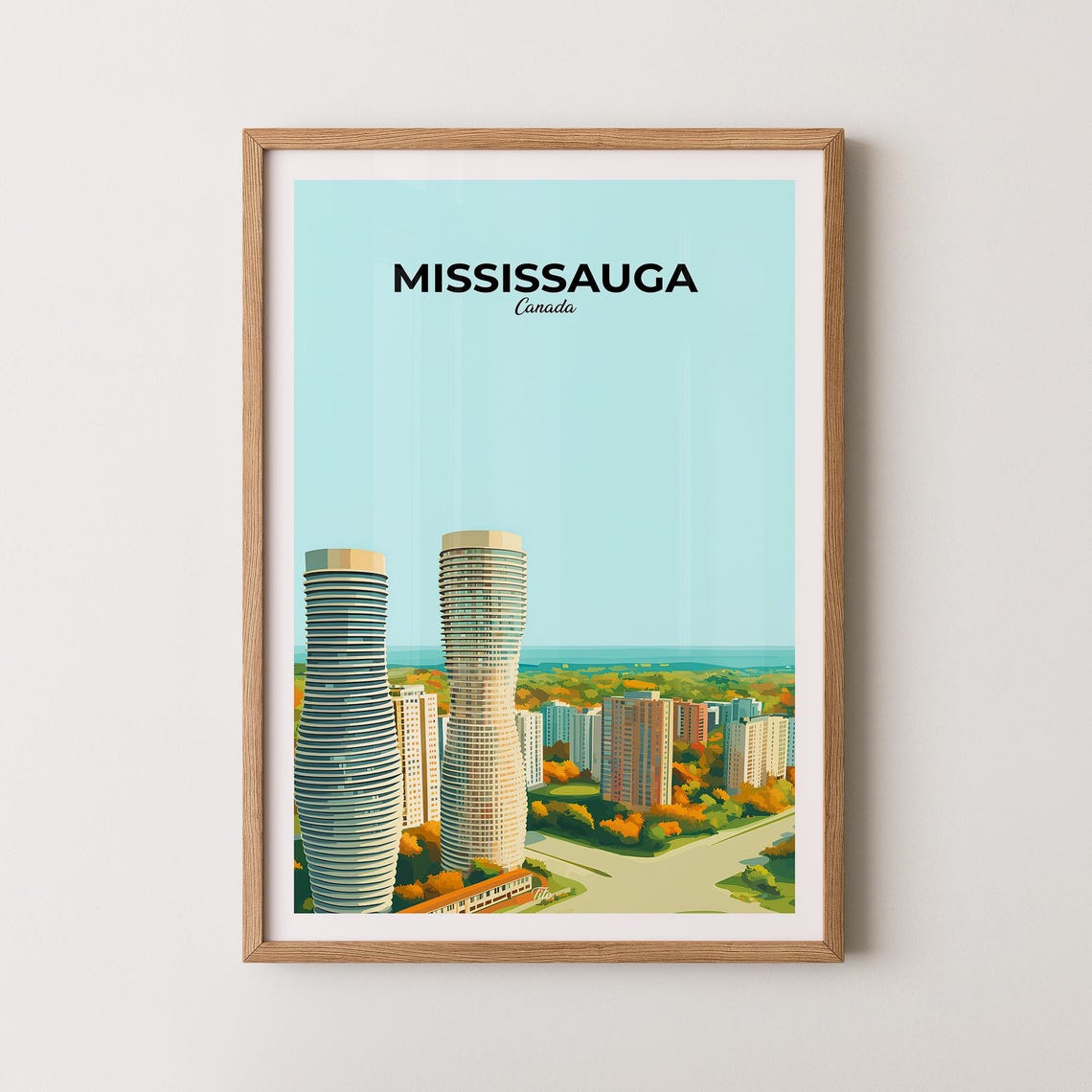 Mississauga Canada Twisting Absolute Towers Autumn Skyline View Poster