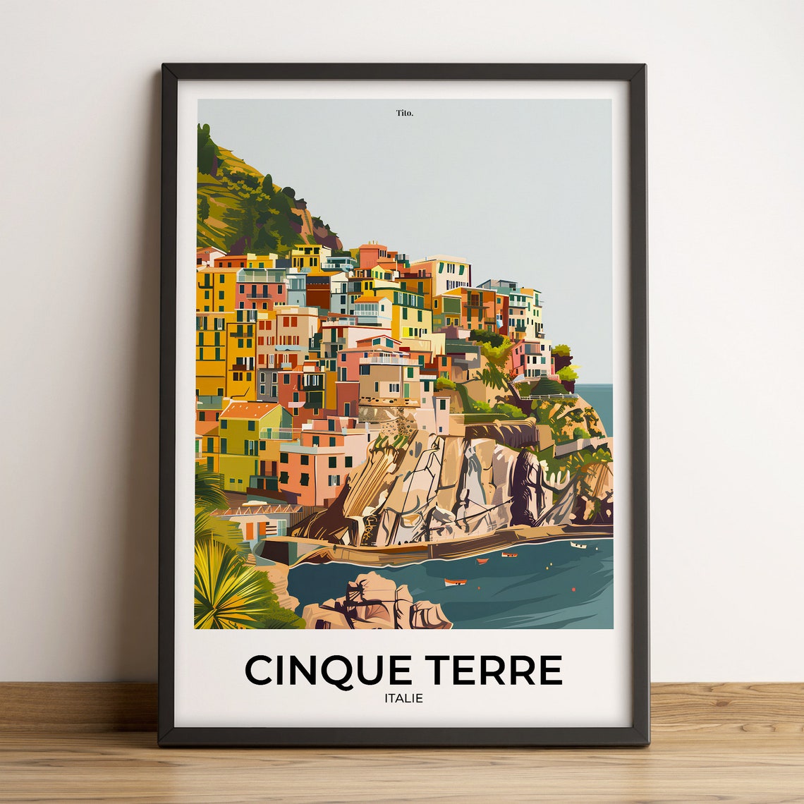 Cinque Terre Italy Colorful Cliffside Village Sea Travel Poster