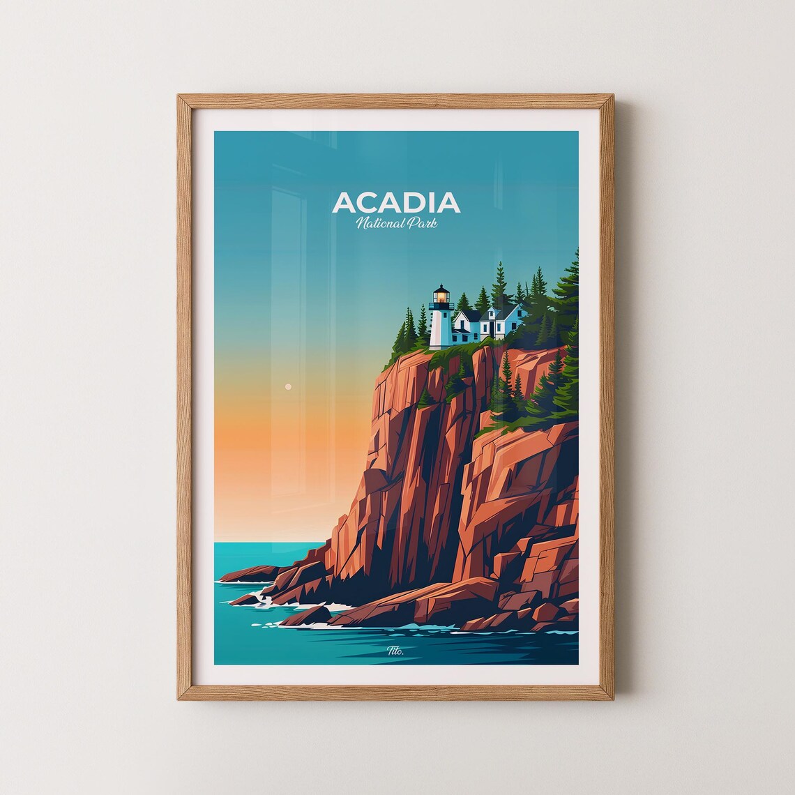Acadia National Park Poster Acadia Travel Poster Acadia Art Print Acadia Wall Art National Park Poster Gift For Travelers