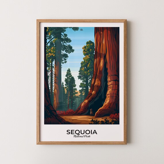 Sequoia National Park Ancient Giant Trees Forest Wildlife Travel Poster