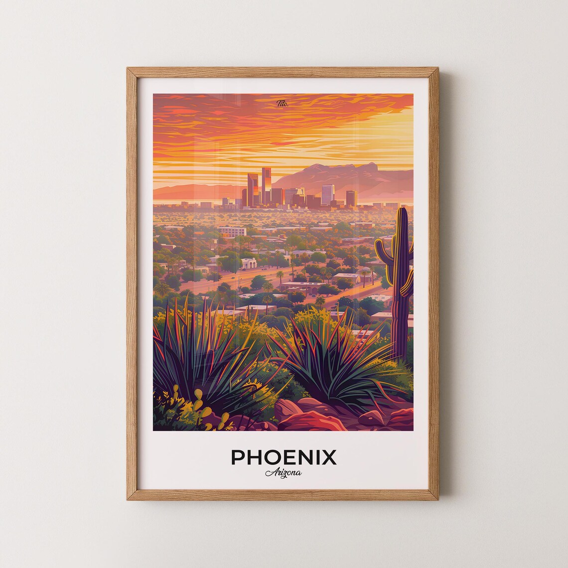 Phoenix Arizona Sunset Valley Mountain Skyline Travel Poster