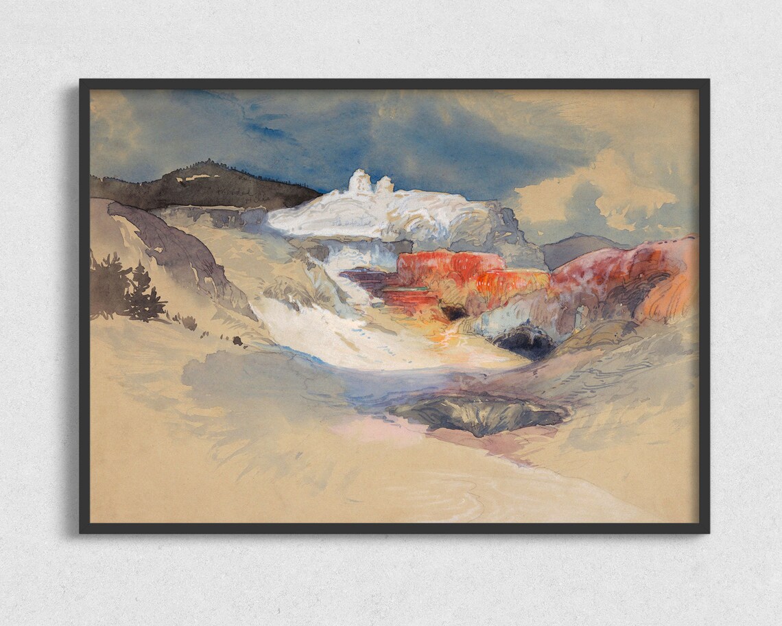 Yosemite Snowy Mountain Valley Vintage Painting Landscape Art Poster - Image 2