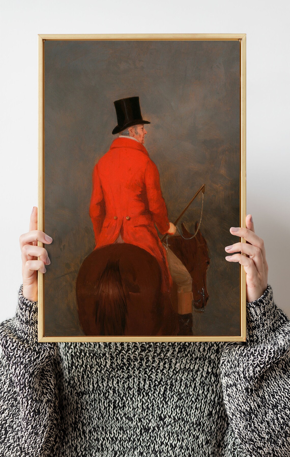 Vintage Gentleman on Horseback Equestrian Art Print - Image 2