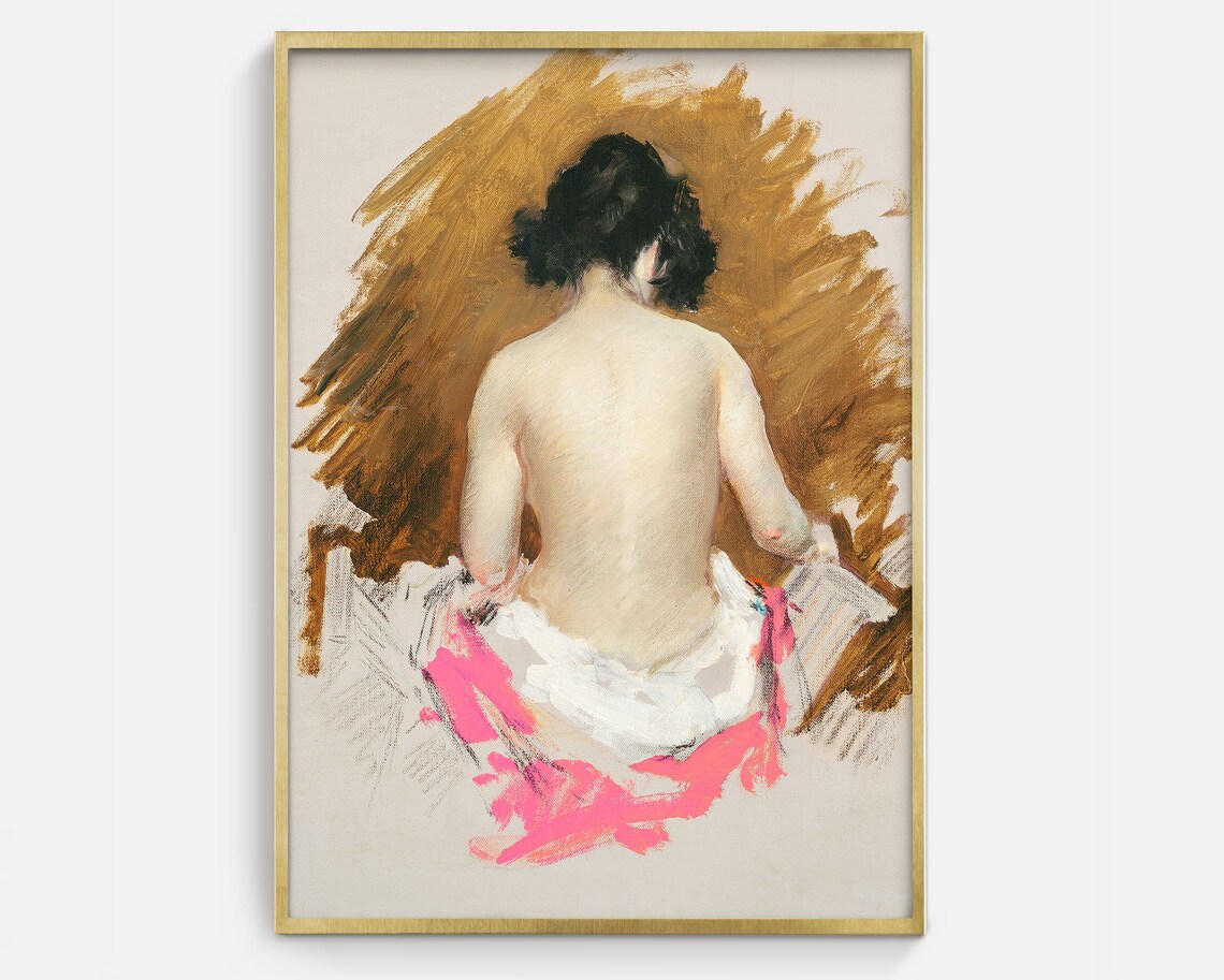 Seated Figure No. 2 Vintage Sketch Wall Art Print