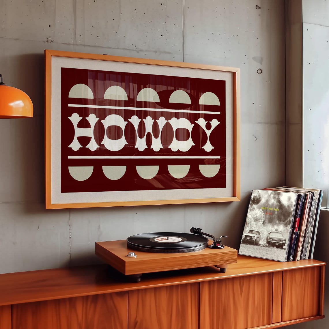 HOWDY Western Typography Brick Red Cream Retro Entryway Wall Poster - Image 4