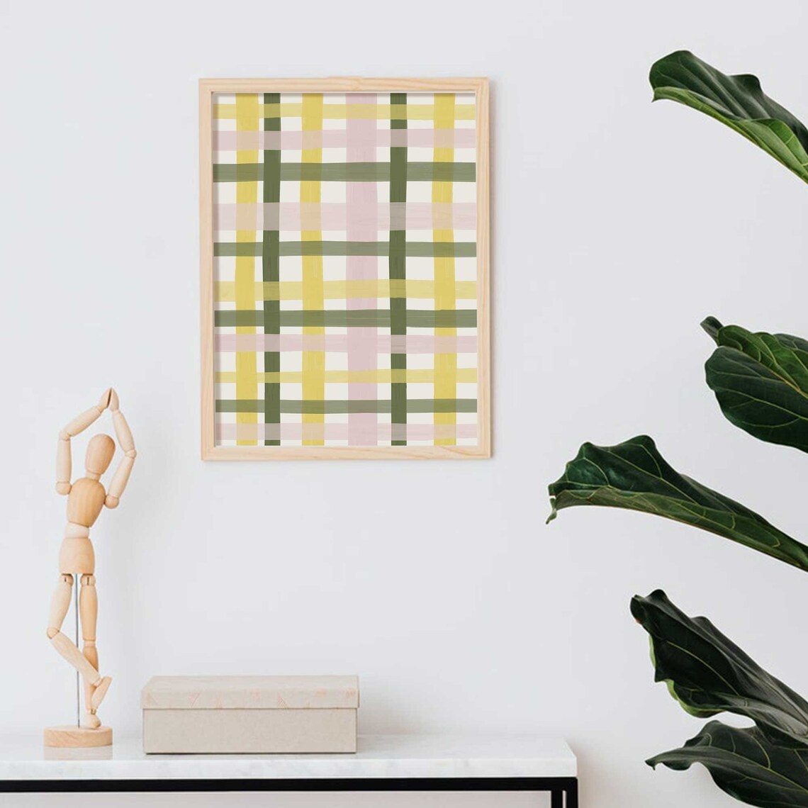 Spring Abstract Watercolor Easter Gingham Art Print - Image 3
