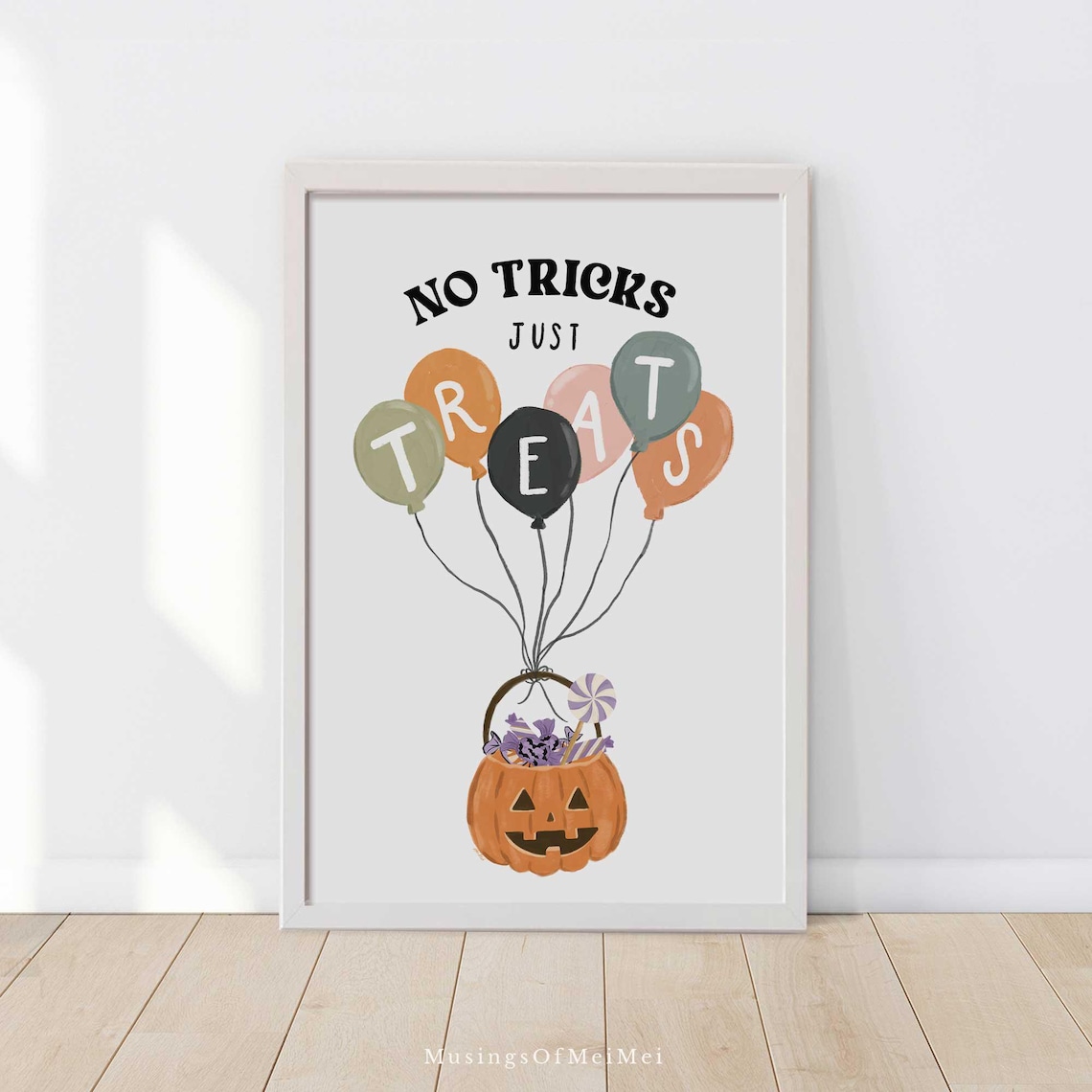 No Tricks Just Treats Balloon Bouquet Halloween Kids Party Poster - Image 3
