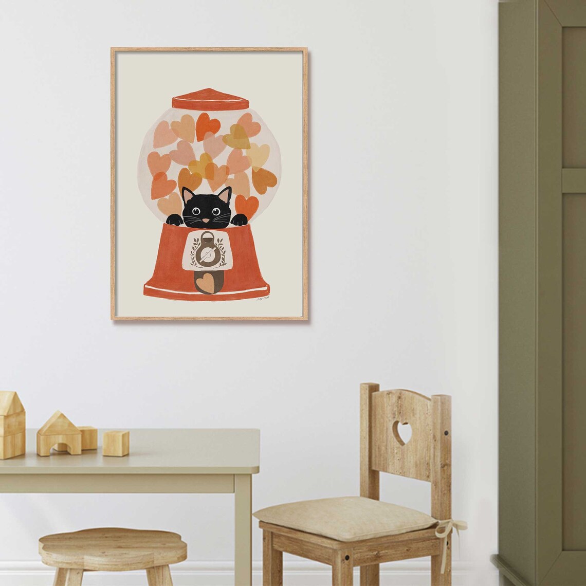 Cat in Candy Machine Art Print, Nursery Decor - Image 3