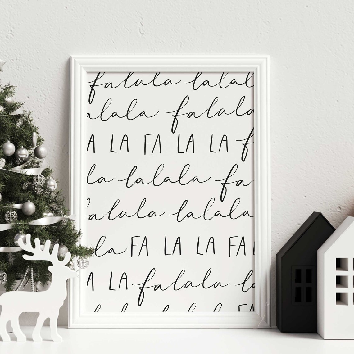 Christmas Black and White Scandinavian Art Print