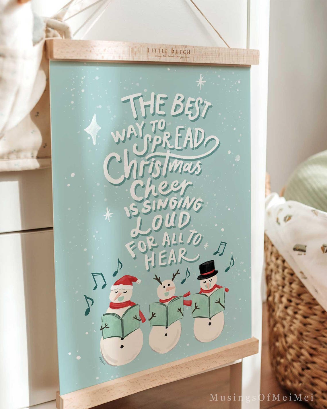Best Way to Spread Christmas Cheer Caroling Snowmen Kids Poster - Image 3