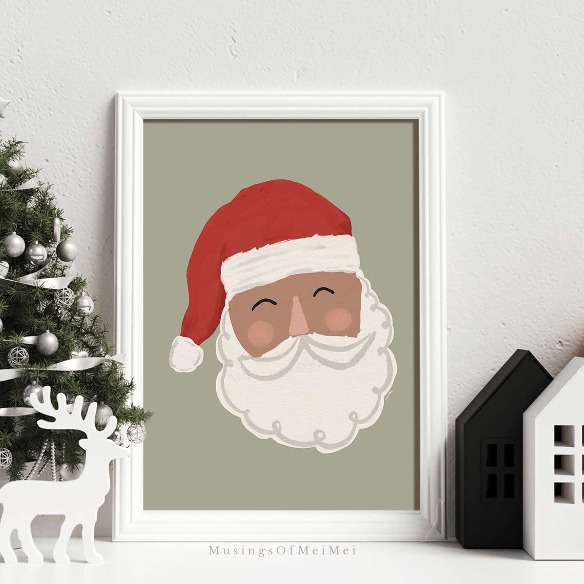 Santa Claus Boho Christmas Art, Holiday Home Poster - Image 2