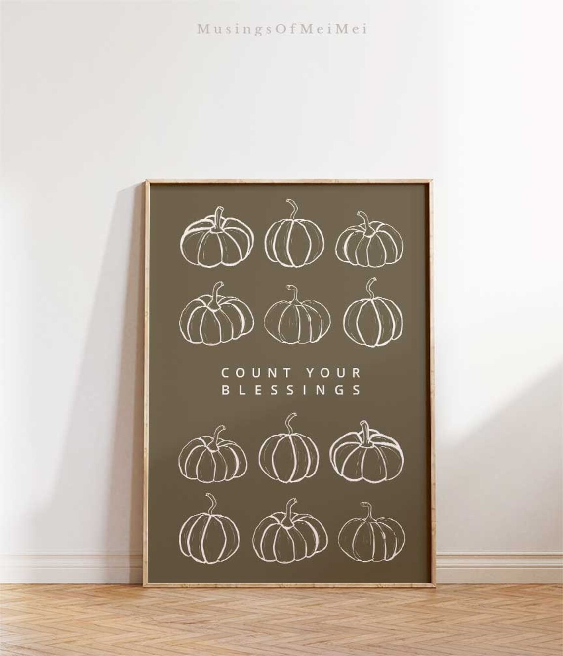 Count Your Blessings Pumpkin Print, Minimalist Thanksgiving - Image 3