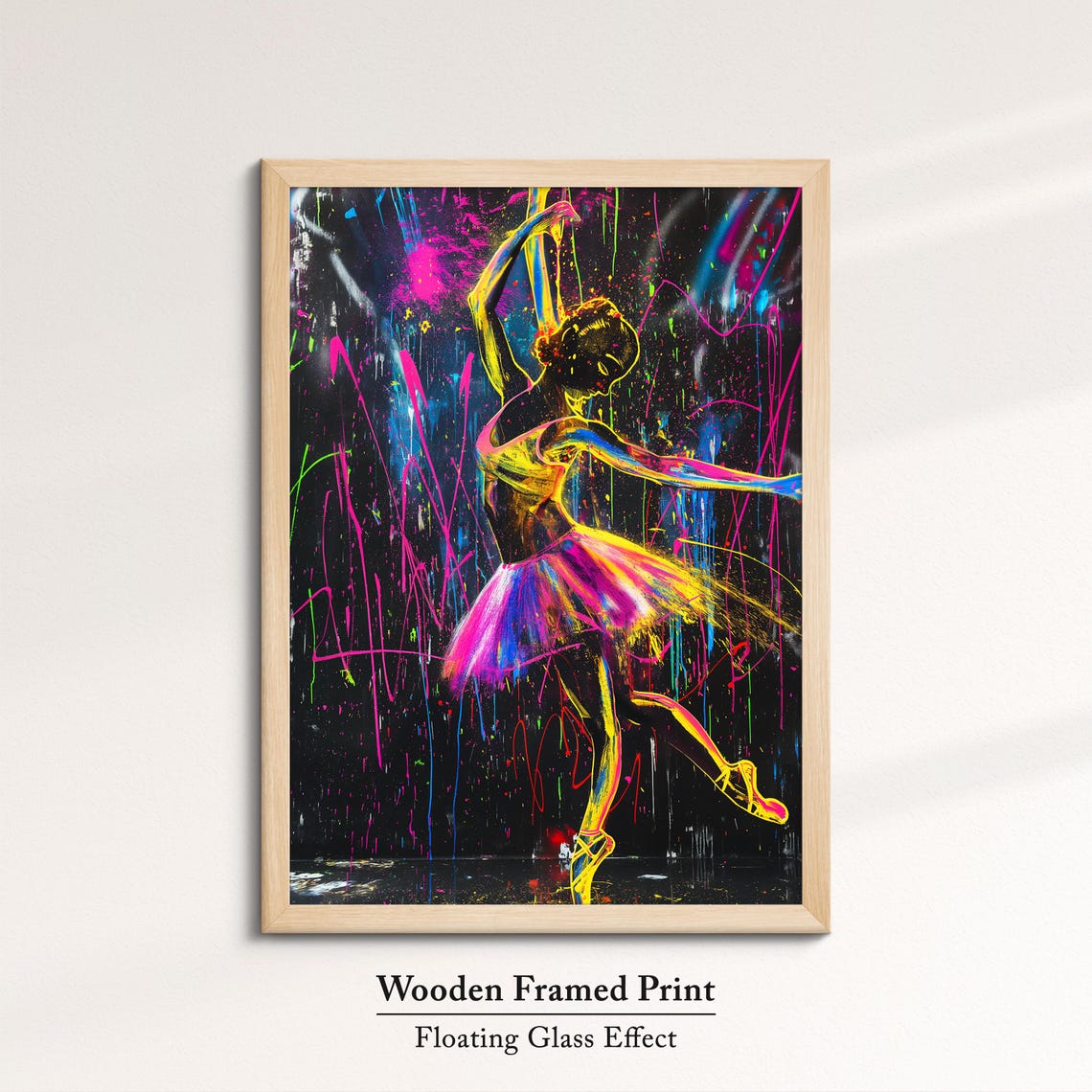 Vibrant Ballerina Art Neon Dance Painting Colorful Ballet Wall Decor Modern Dance Artwork Splatter Paint Style Artistic Decor - Image 6