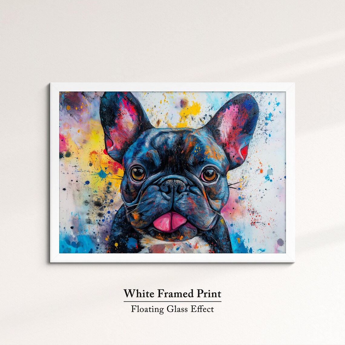 French Bulldog Tongue Out Colorful Splatter Portrait Dog Art Print - Image 7