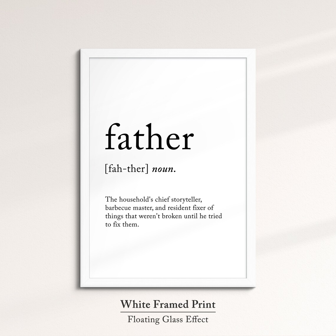 Father Funny Definition Dictionary Quote Minimalist Framed Print Framed Wall Art Poster Home Decor Interior Funny Gifts For Dad - Image 7