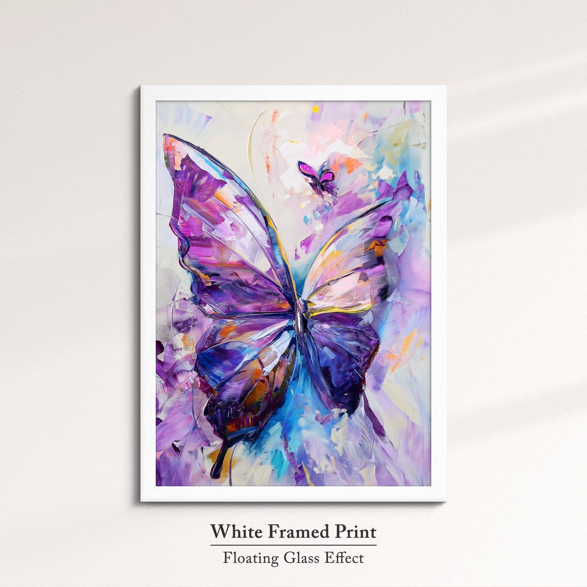 Large Purple Butterfly Pair Delicate Pastel Abstract Wall Art - Image 7