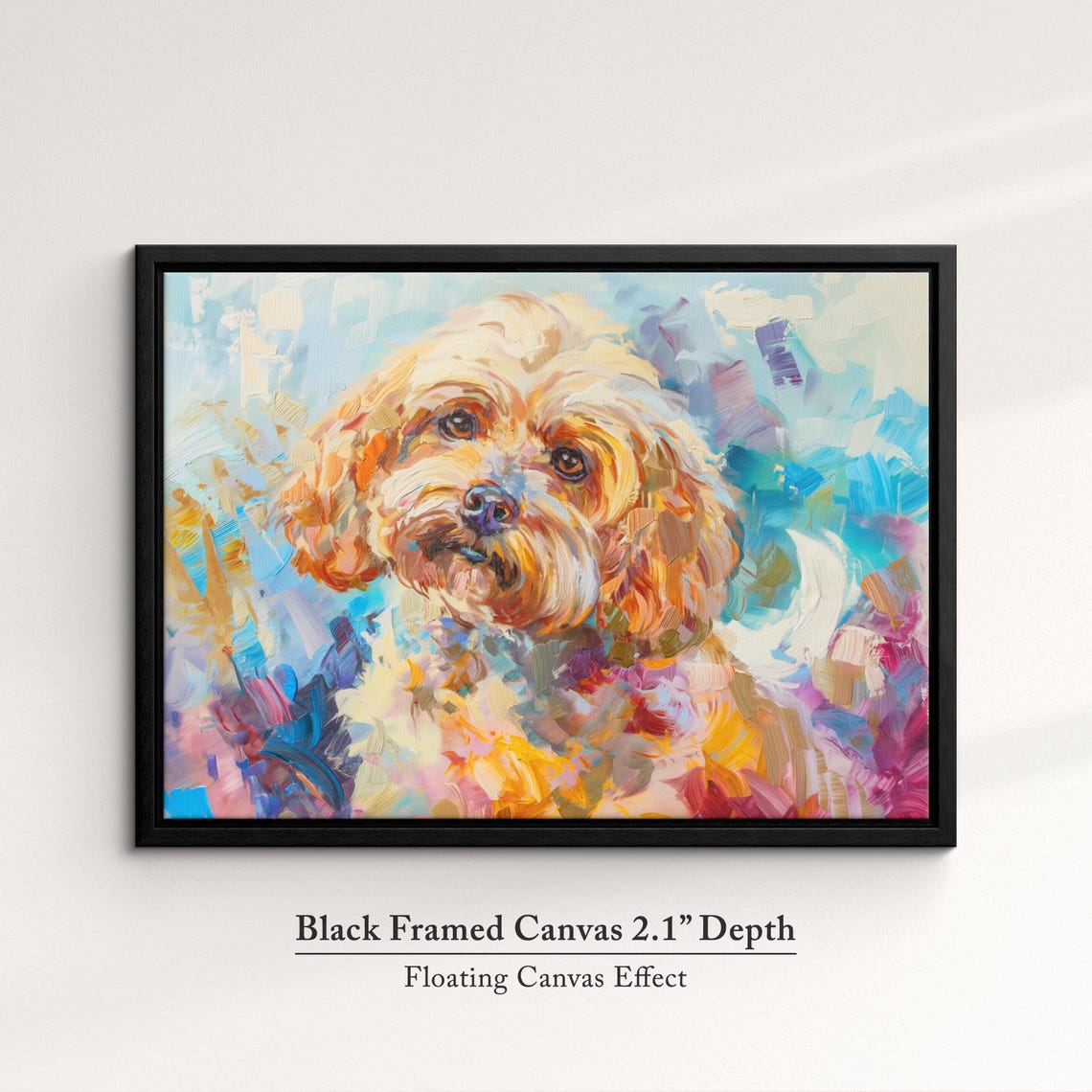 Cockapoo Face Front Cream Apricot Coat Colorful Abstract Dog Poster - Image 2