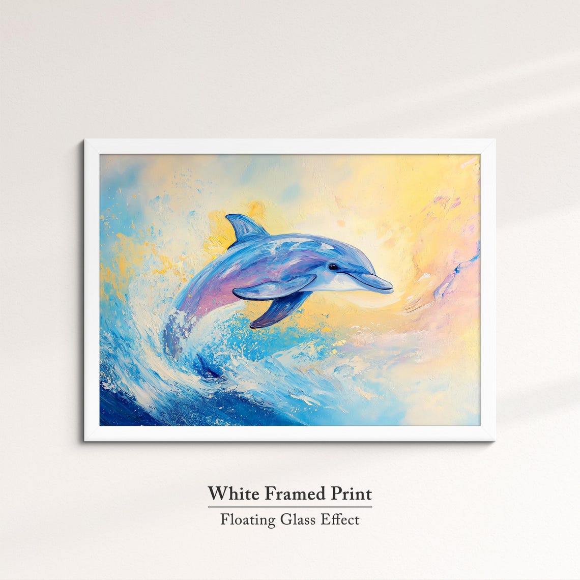 Dolphin Jumping Ocean Wave Blue Gold Dynamic Abstract Wall Art Poster - Image 7