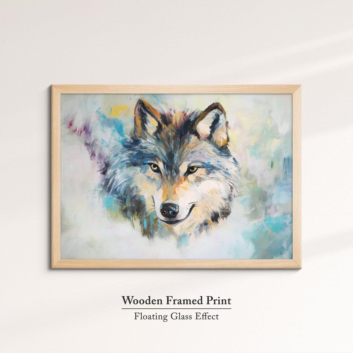 Wolf Abstract Oil Painting Pastel Portrait Grey Wildlife Wall Art Poster - Image 6