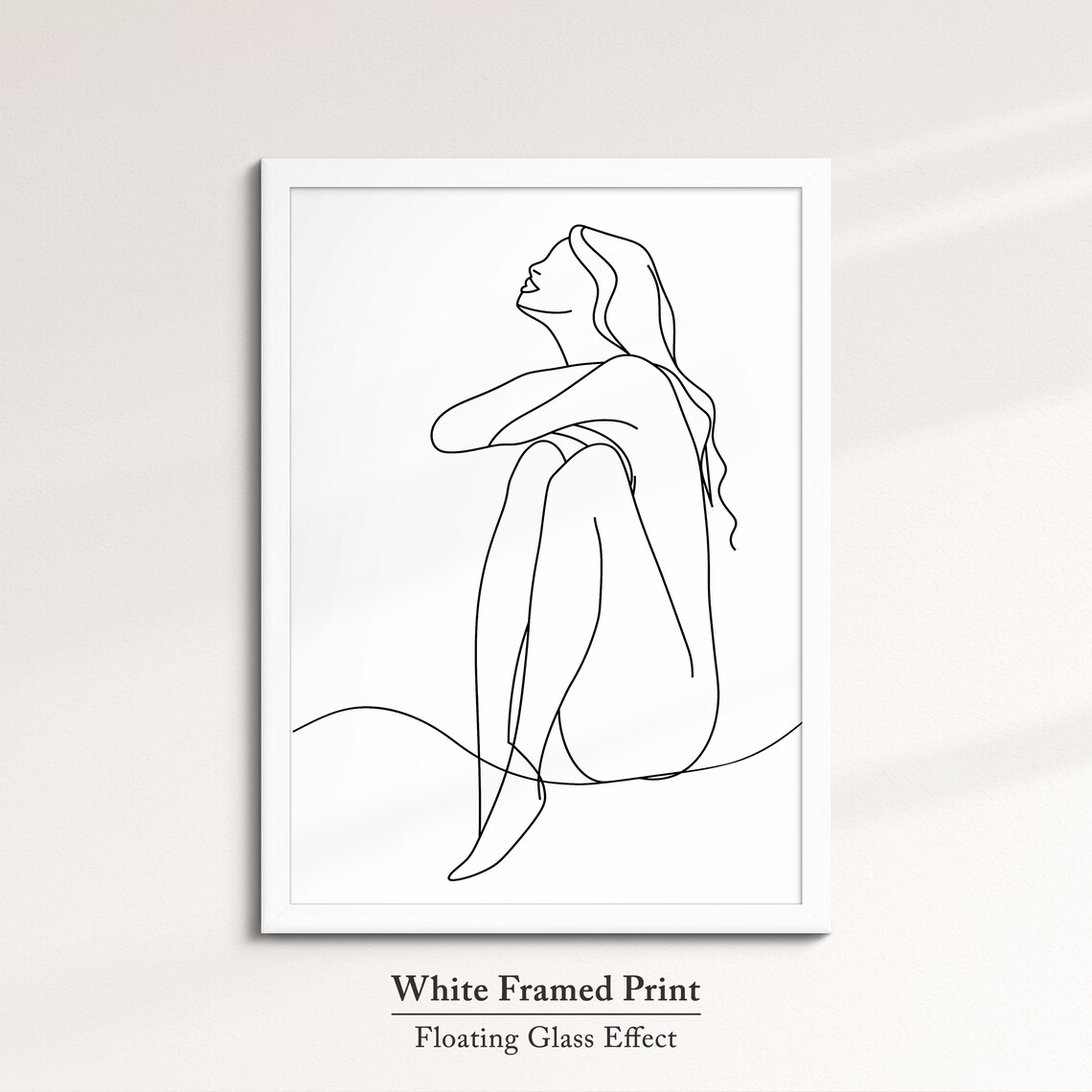 Seated Woman Looking Up Continuous Line Art Drawing Minimalist Wall Poster - Image 7
