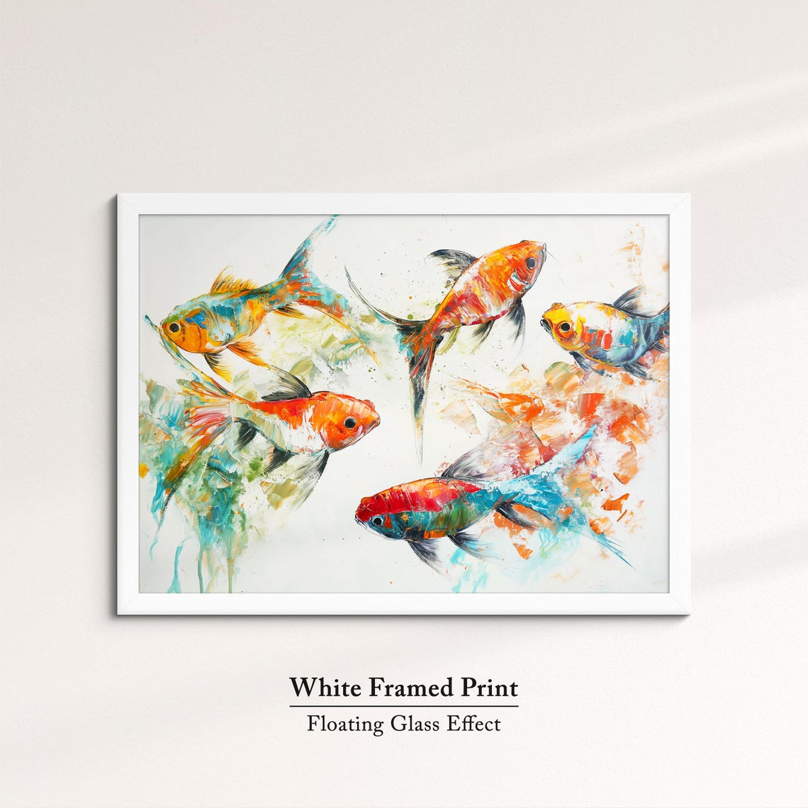 Vibrant Goldfish Orange Turquoise Watercolor Underwater Art Poster - Image 7