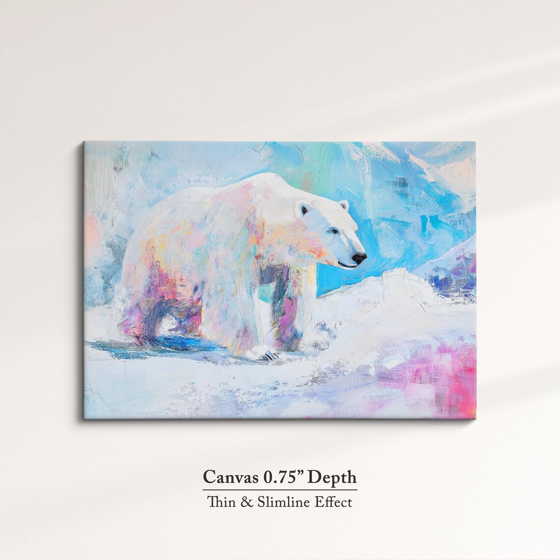 Polar Bear Walking Snow Pastel Abstract Arctic Wildlife Wall Art Poster - Image 4