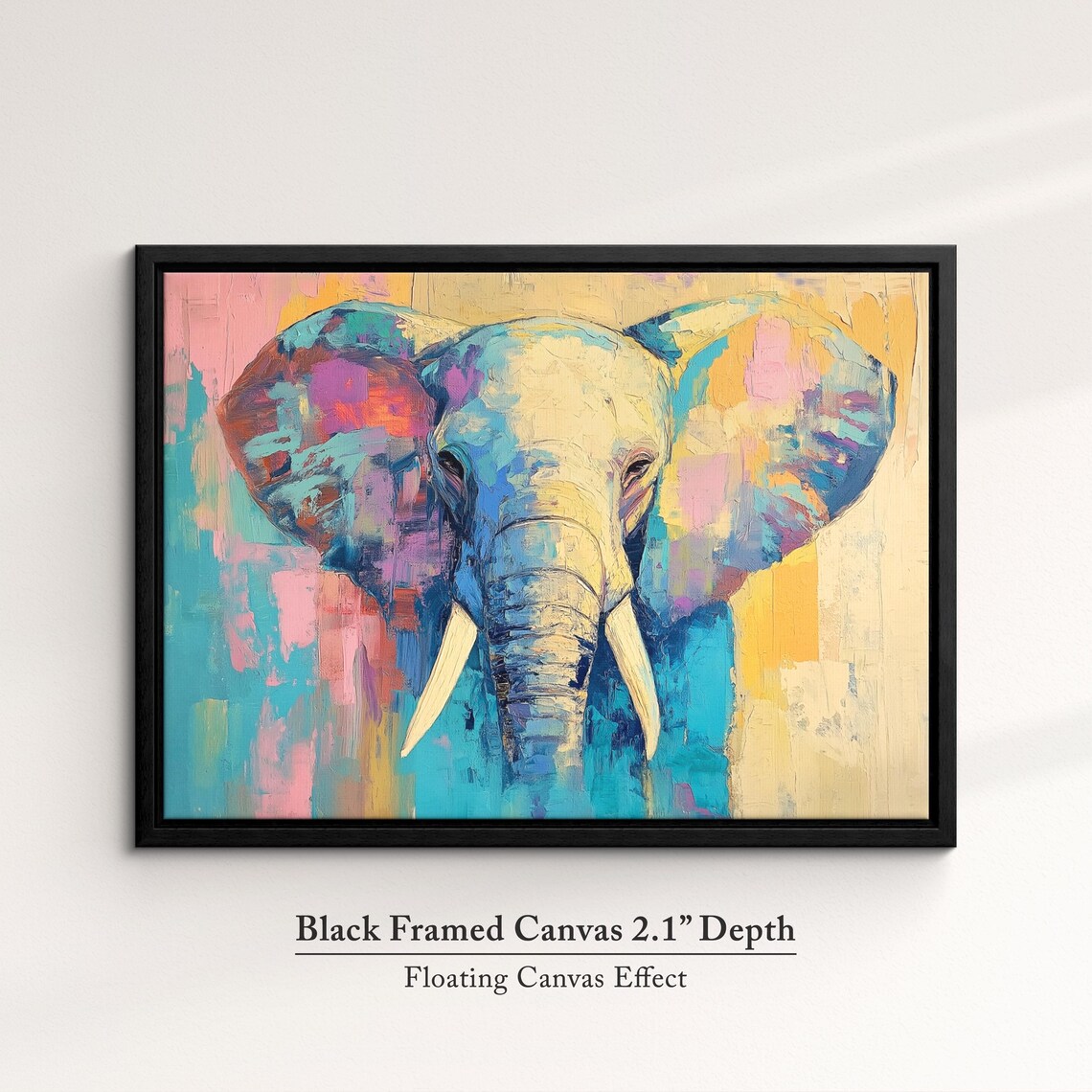Elephant Front View Colorful Abstract Oil Painting Safari Wall Art Poster - Image 2