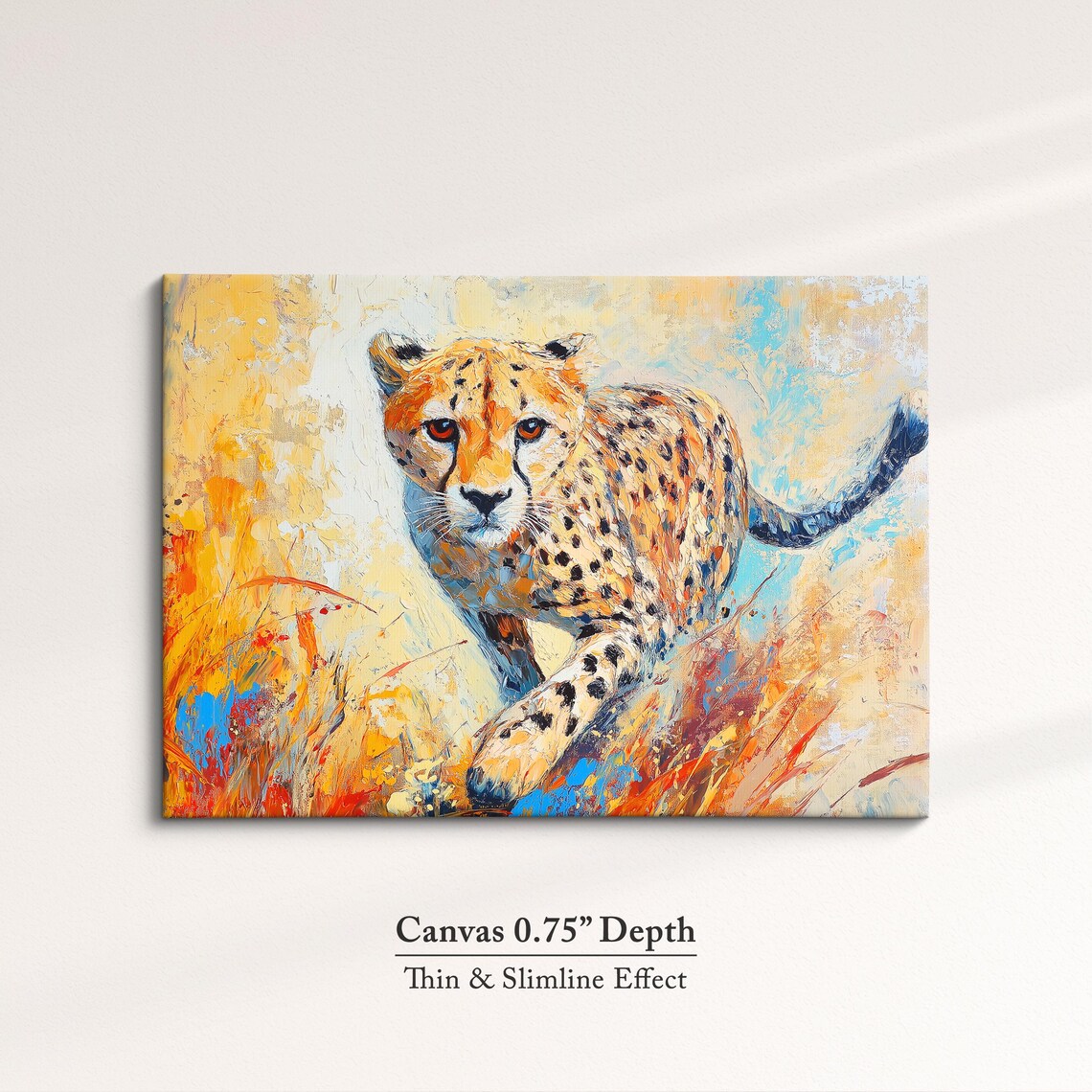 Cheetah Running Colorful Palette Knife Abstract Wildlife Wall Art Poster - Image 4