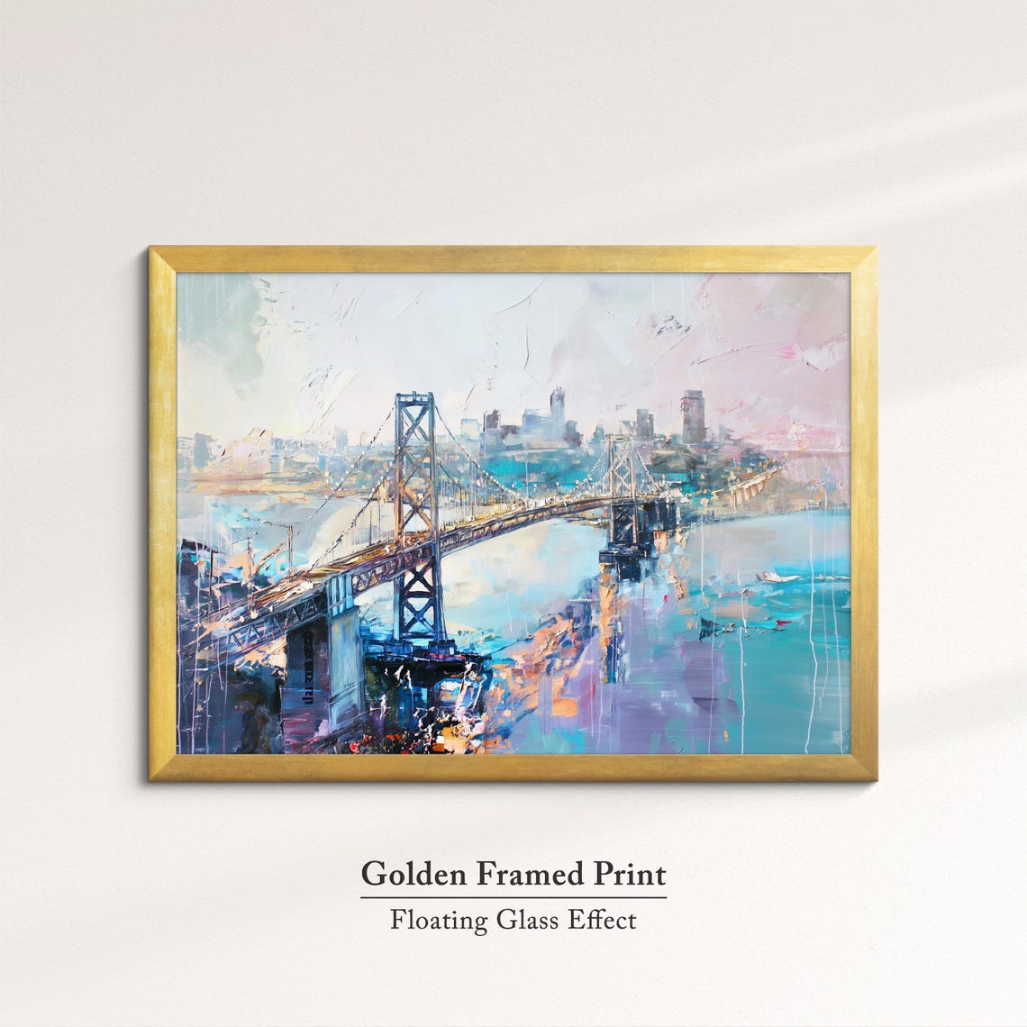 Golden Gate Bridge Abstract Oil Painting Framed Print Framed Large Sizes Wall Art Poster Travel Home Decor Interior San Francisco - Image 5
