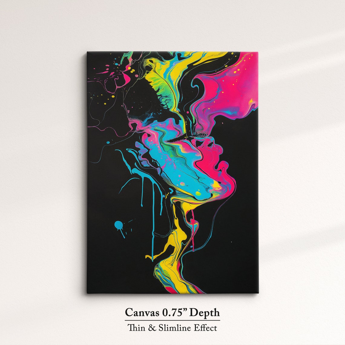 Neon Fluid Paint Splash Woman Profile In Bold Colors Dark Art Poster - Image 4