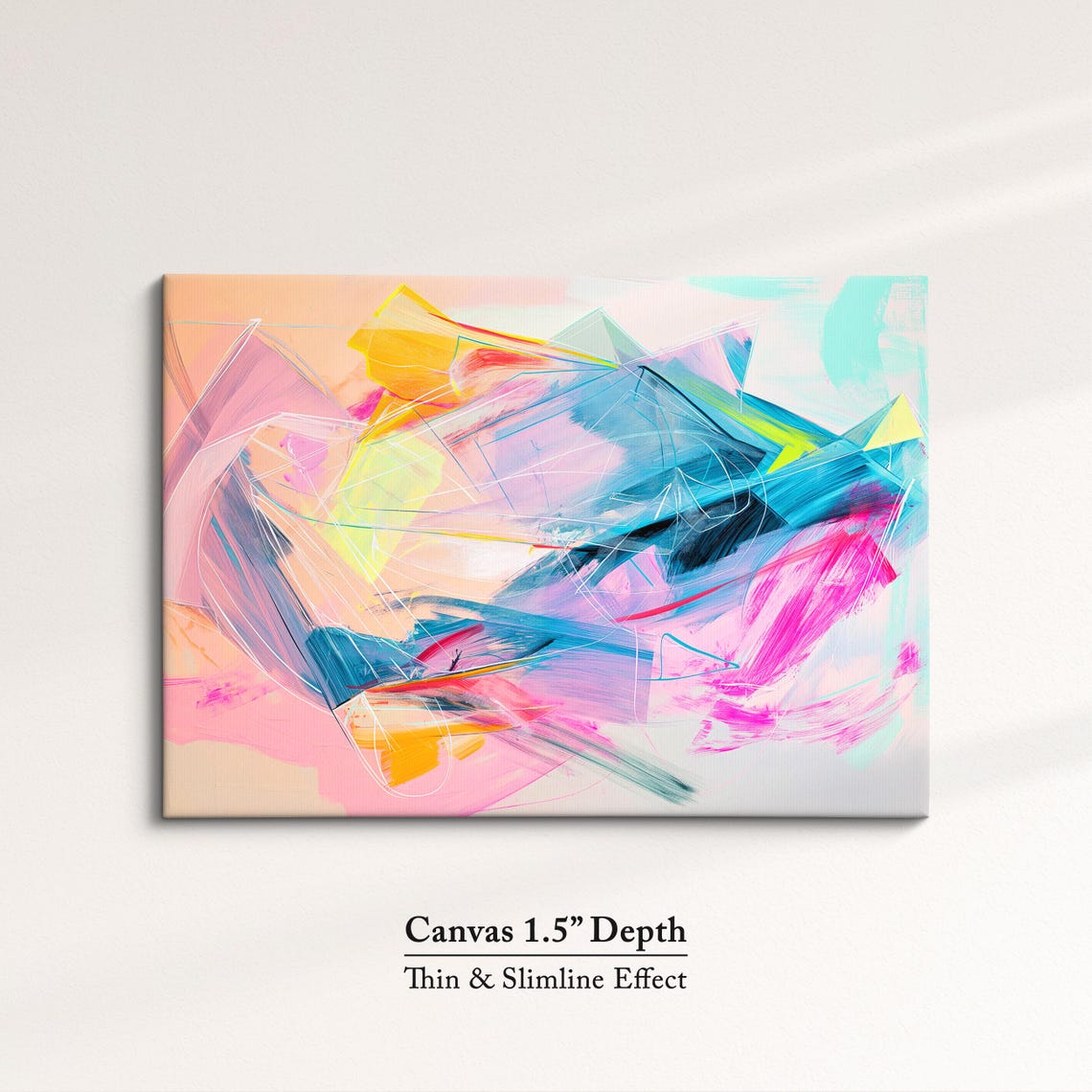 Vibrant Abstract Expressive Brushstrokes Pink Blue Modern Wall Art - Image 3