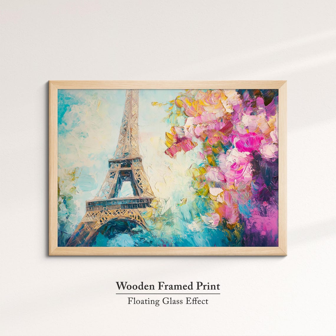 Eiffel Tower Paris Cherry Blossom Pink Floral Oil Painting Poster - Image 6