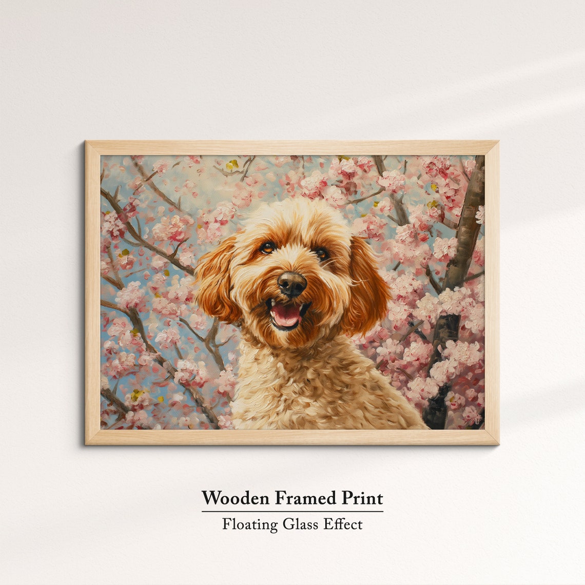 Happy Golden Doodle Dog In Cherry Blossom Spring Cheerful Pet Poster - Image 6