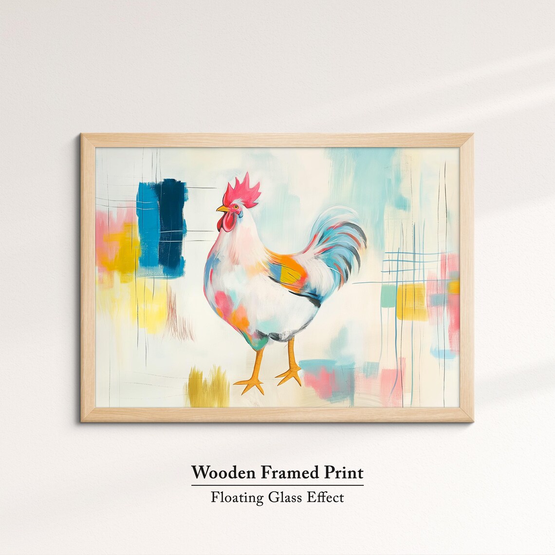 Rooster Colorful Pastel Abstract Oil Painting Farm Bird Wall Poster - Image 6