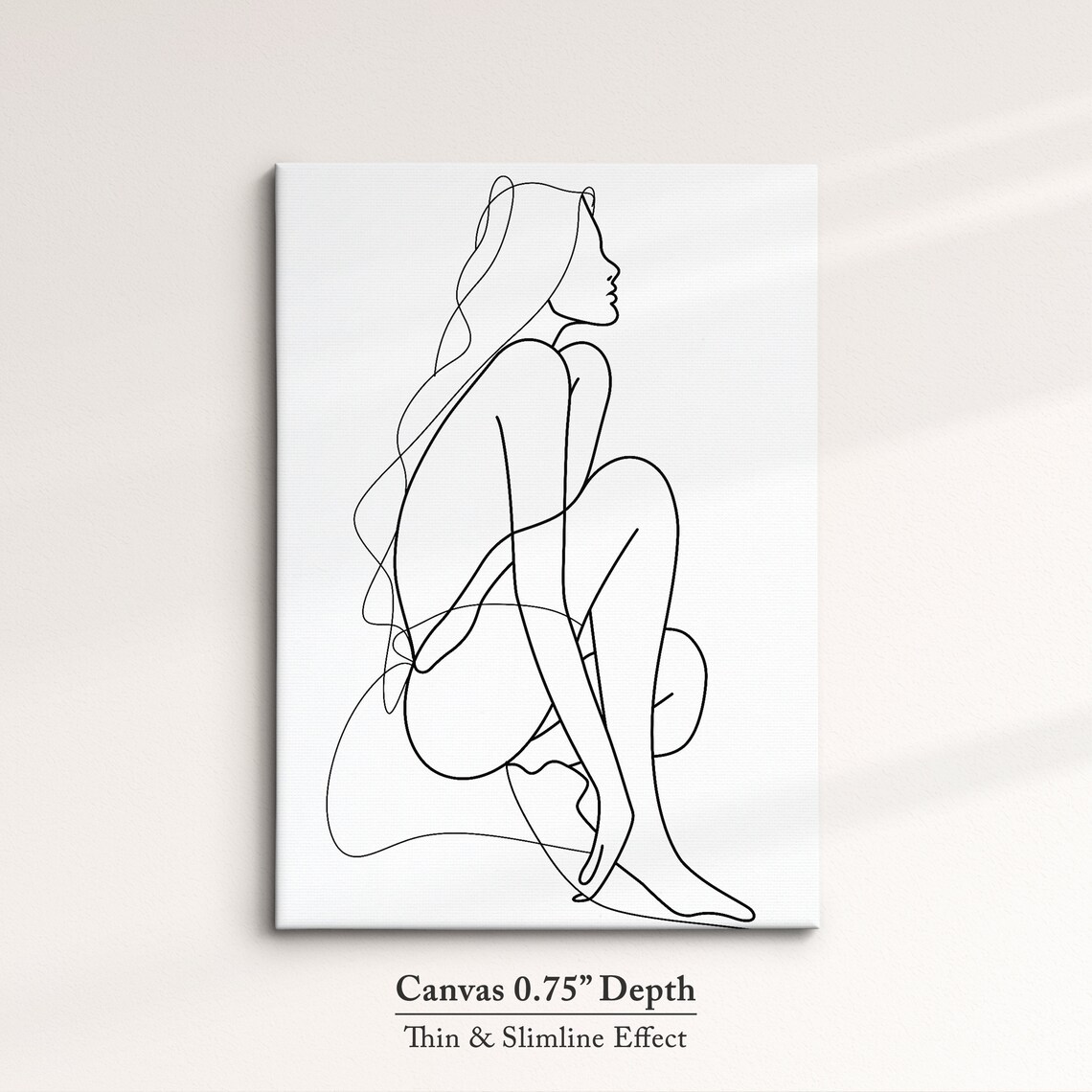 Crouching Woman Figure Continuous Line Art Drawing Minimalist Wall Decor Poster - Image 4