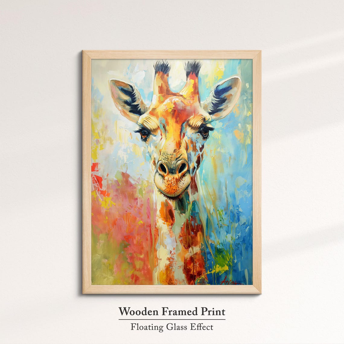 Giraffe Portrait Colorful Abstract Orange Blue Wildlife Wall Art - Image 6