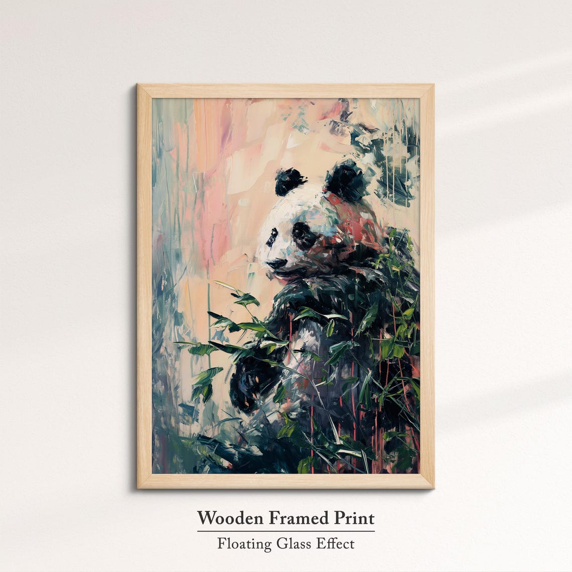 Giant Panda Among Bamboo Colorful Abstract Oil Painting Wall Art - Image 6