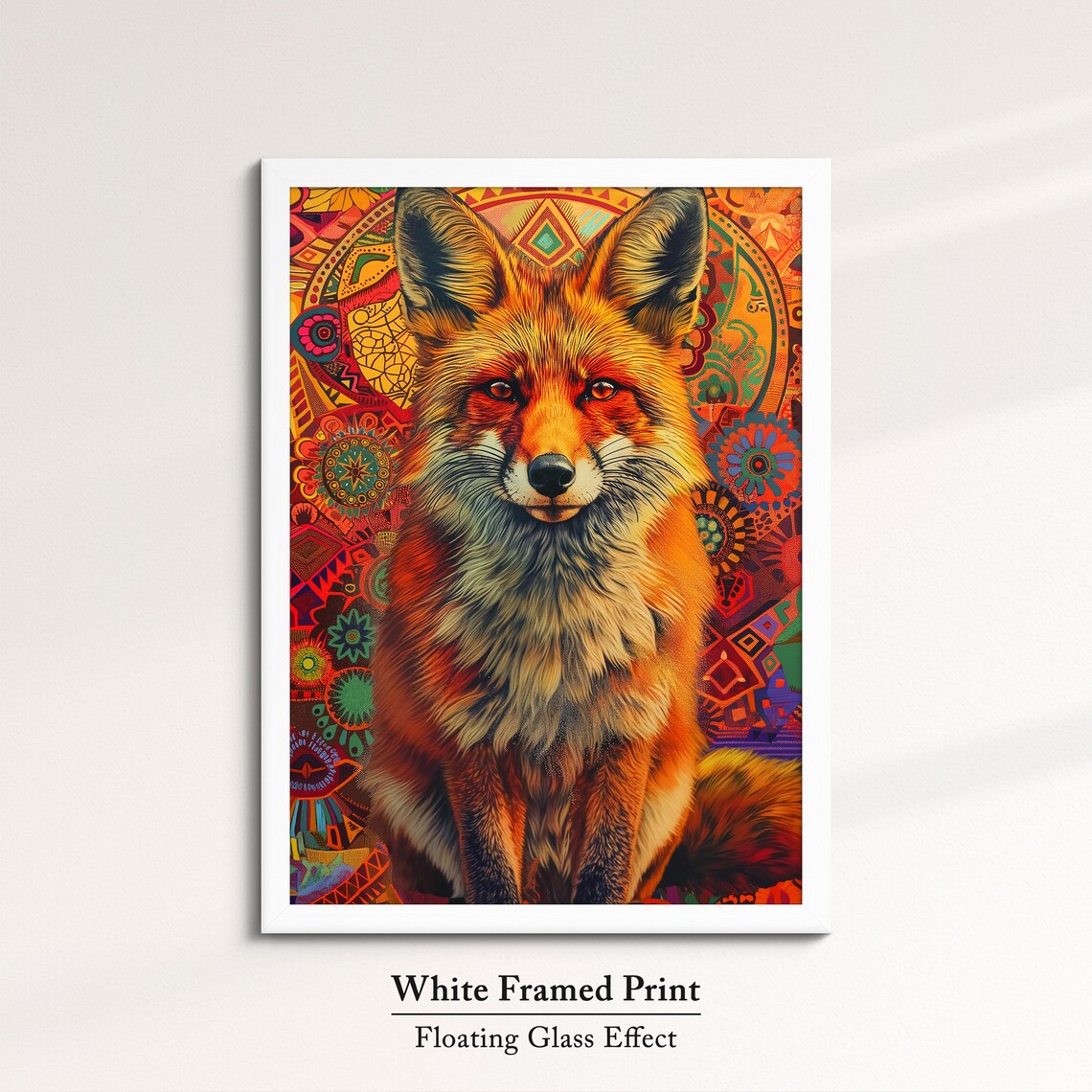 Red Fox Portrait Mandala Pattern Background Realistic Wildlife Art Poster - Image 7