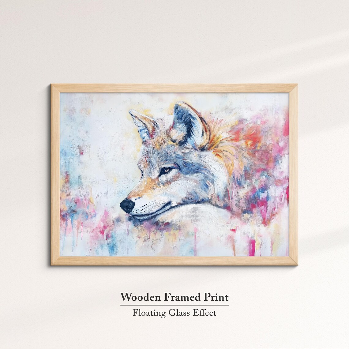 White Wolf Profile Abstract Oil Painting Pastel Wildlife Portrait Poster - Image 6