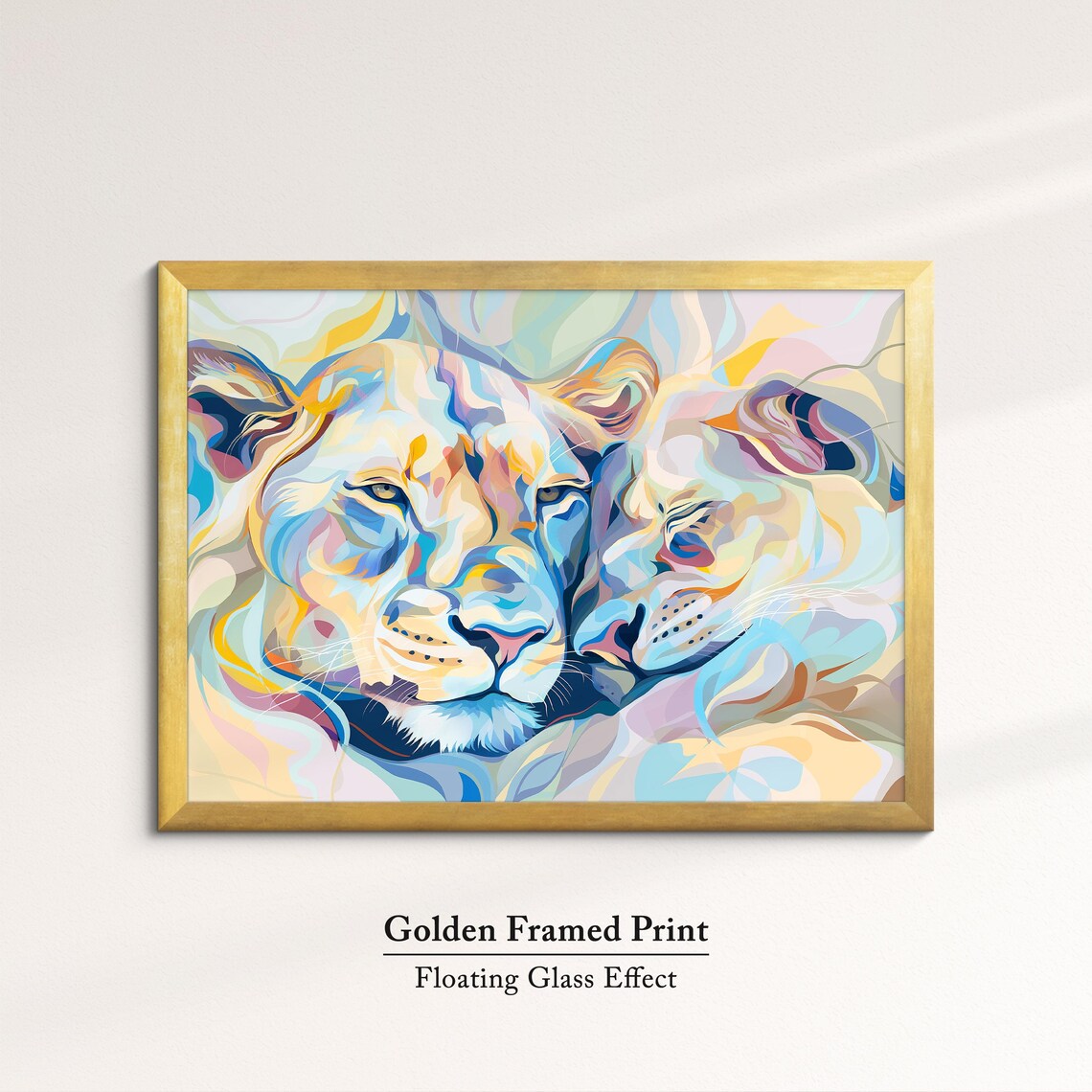 Pastel Lions Abstract Oil Painting Colorful Big Cats Face Animal Wall Art Poster - Image 5