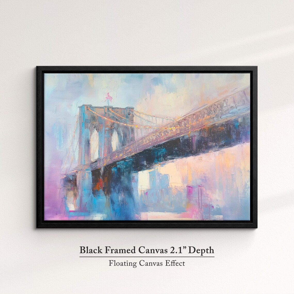 Brooklyn Bridge Abstract Oil Painting, New York Art Print - Image 2