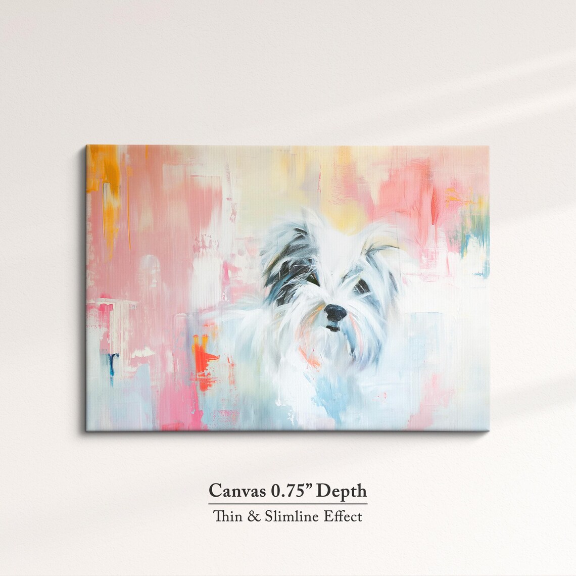 White Shih Tzu Puppy Portrait Pink Abstract Background Dog Poster - Image 4