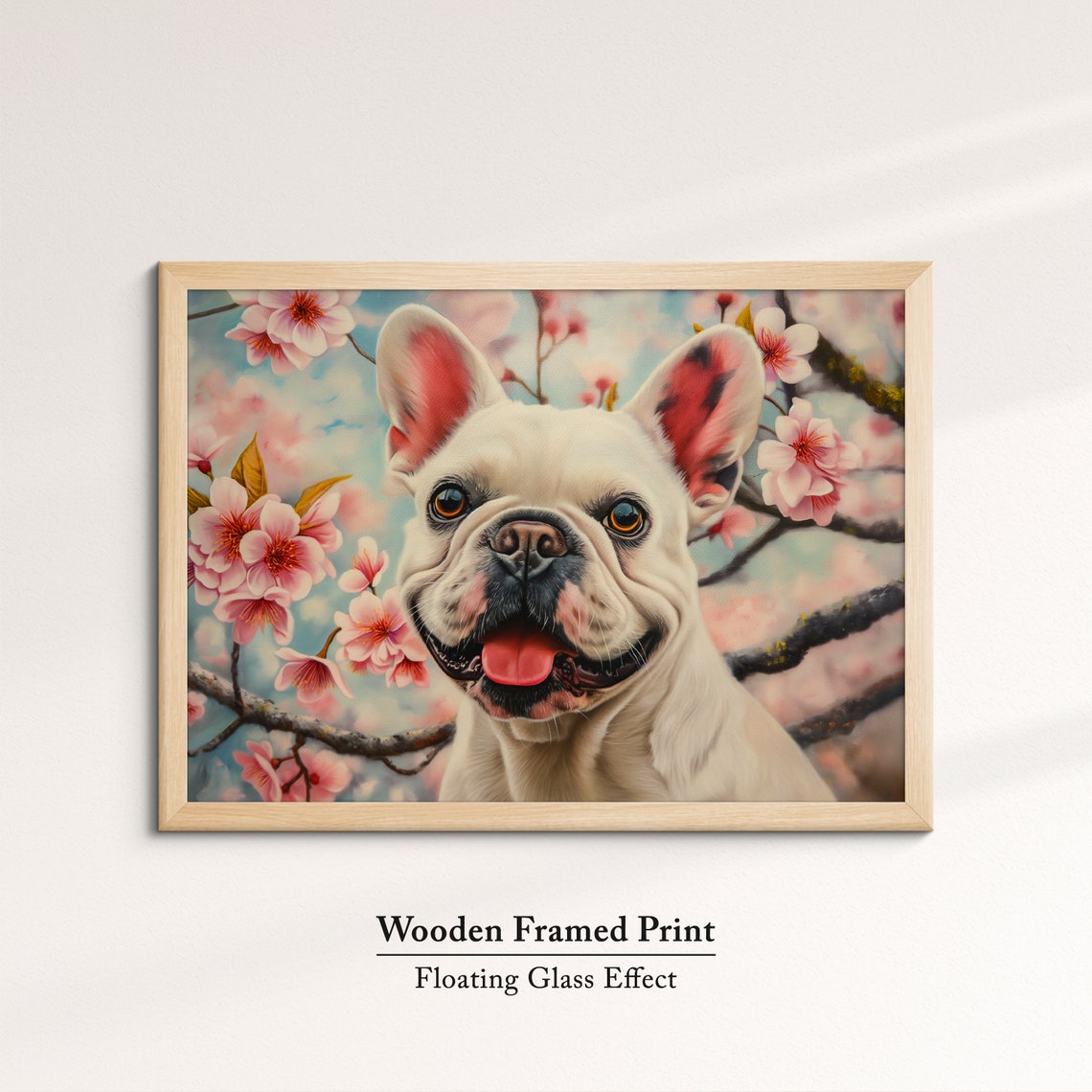 Happy White French Bulldog In Cherry Blossoms Cute Spring Dog Poster - Image 6