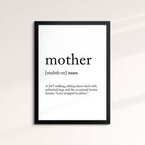 Mother Minimalist Definition Quote Word Art Framed Print Framed Female Wall Art Lady Poster Feminine Home Decor Gifts For Her