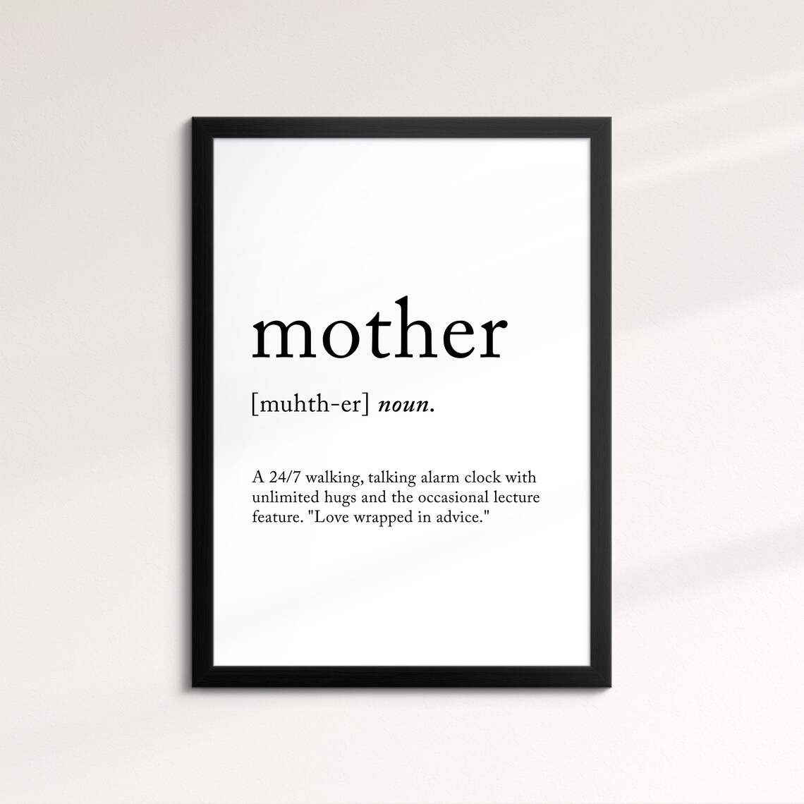 Mother Minimalist Definition Quote Word Art Framed Print Framed Female Wall Art Lady Poster Feminine Home Decor Gifts For Her